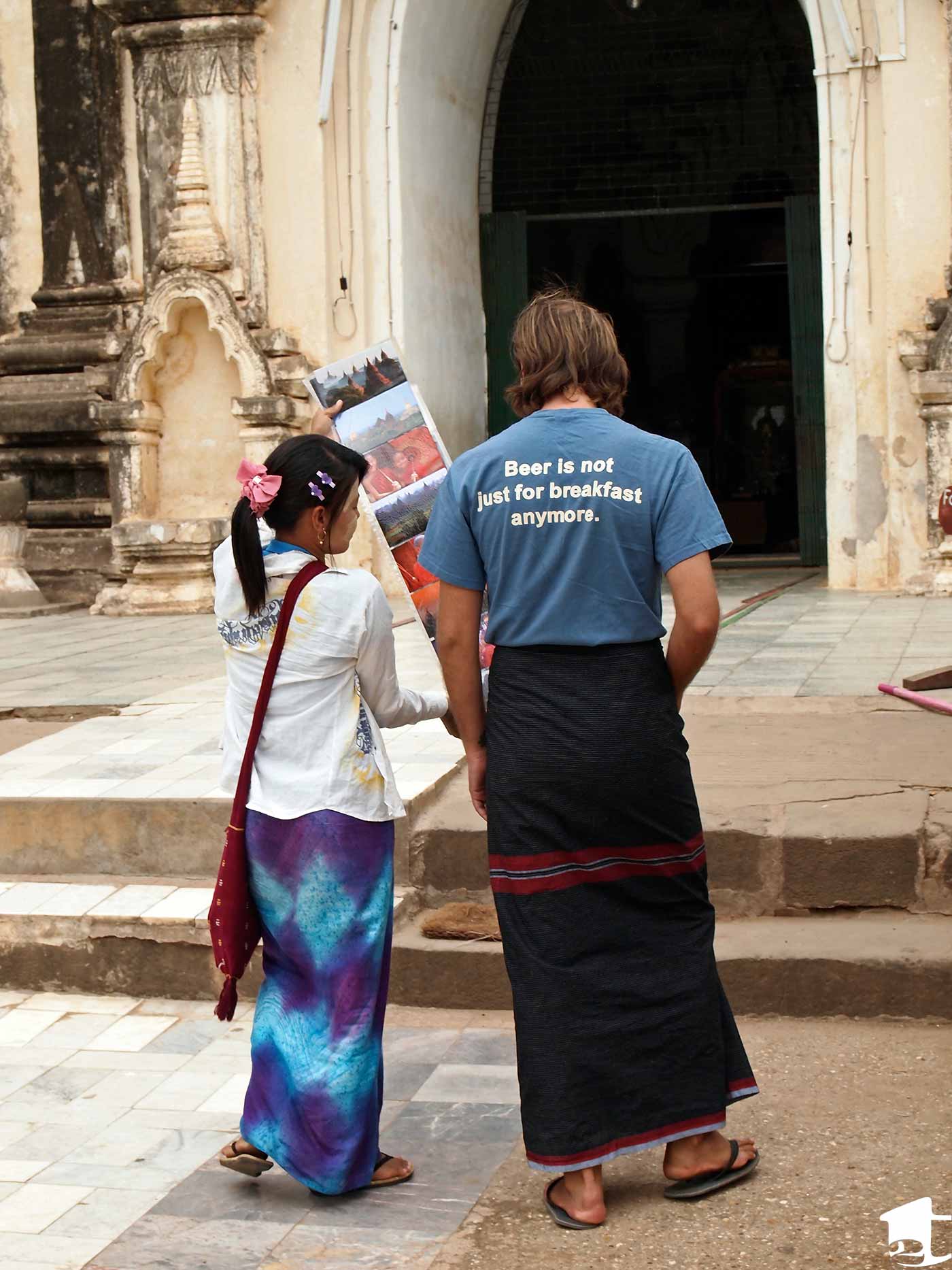 Postcard seller in Bagan