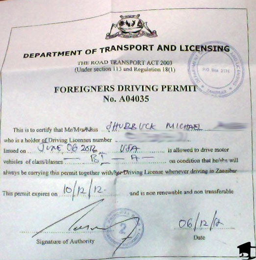 Zanzibar Driving Permit