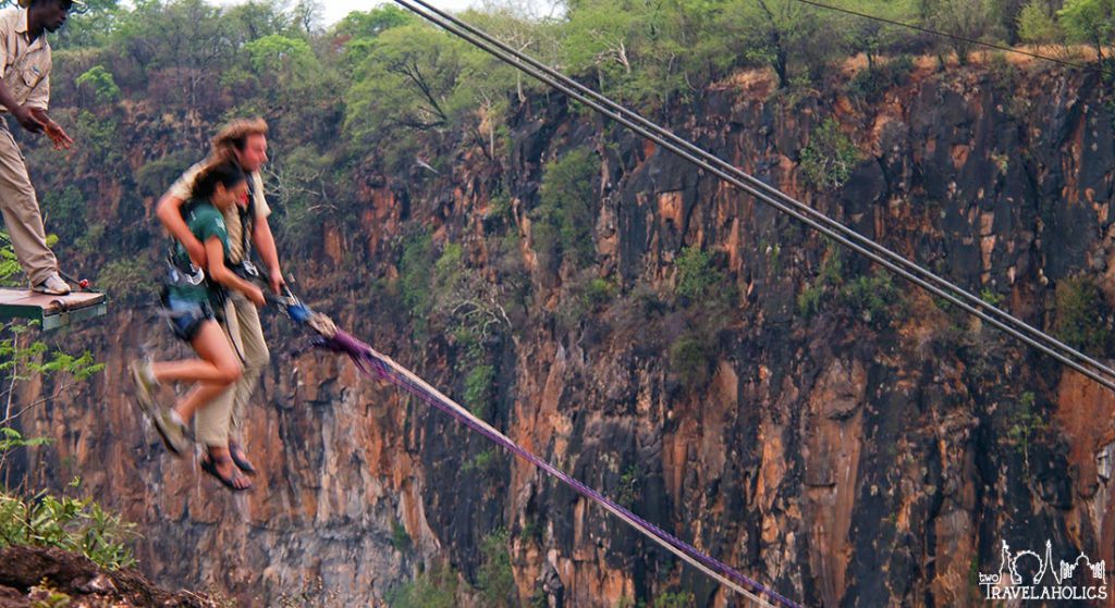 Jumping off a Cliff in Zimbabwe