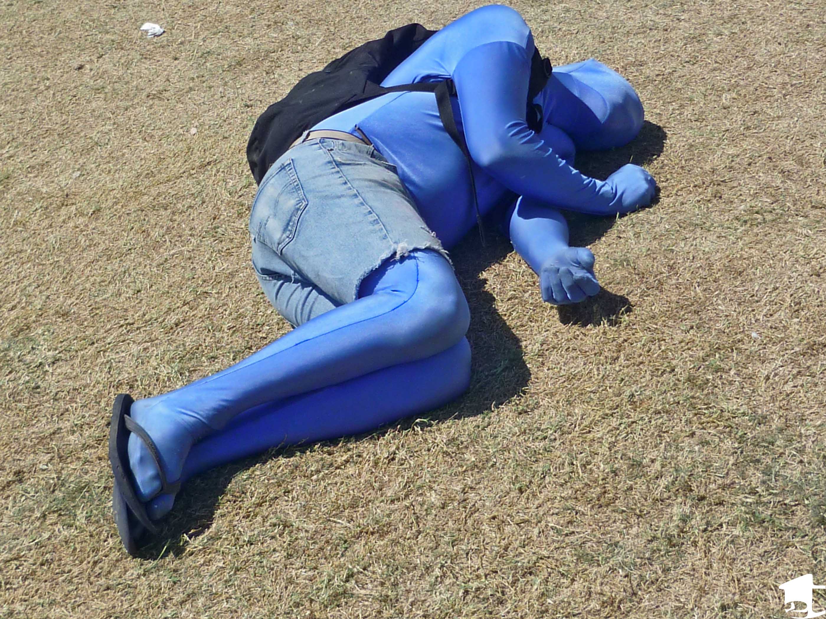 Blue man passed out