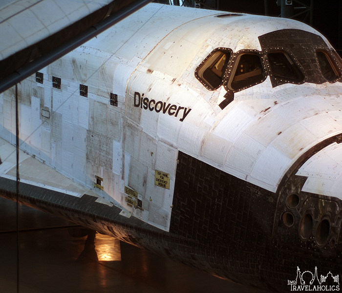 Above the space shuttle Discovery at the Steven F. Udvar-Hazy Center